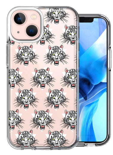 Apple iPhone 13 Fierce Tiger Polkadots Design Double Layer Phone Case Cover