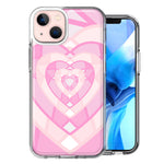 Apple iPhone 13 Pink Gem Hearts Design Double Layer Phone Case Cover