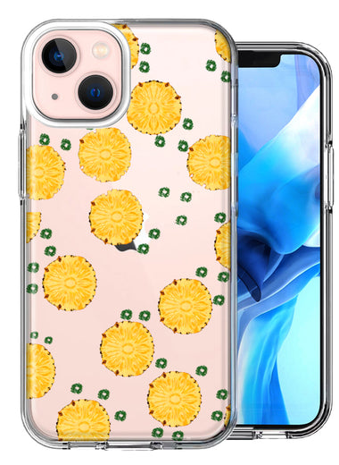 Apple iPhone 13 Mini Polkadots Pineapples Design Double Layer Phone Case Cover