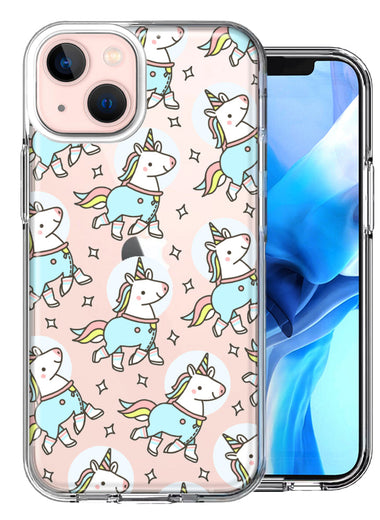 Apple iPhone 14 Plus Cute Space Unicorns Design Double Layer Phone Case Cover