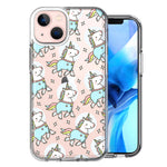 Apple iPhone 15 Cute Space Unicorns Design Double Layer Phone Case Cover