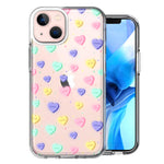 Apple iPhone 15 Plus Valentine's Day Heart Candies Design Double Layer Phone Case Cover