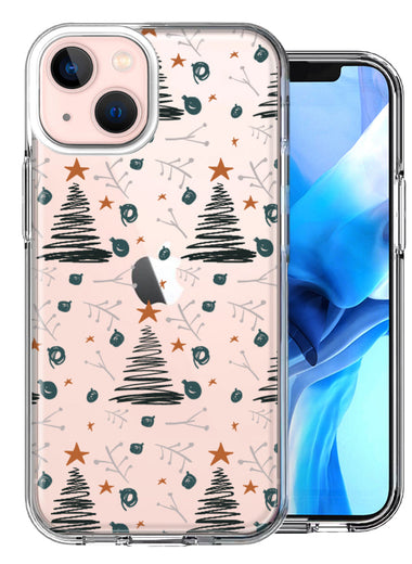Apple iPhone 14 Plus Christmas Tree Scribbles Design Double Layer Phone Case Cover