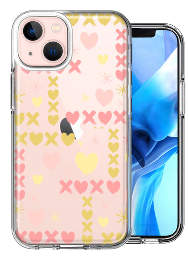 Apple iPhone 13 Mini XOXO Hearts Love Design Double Layer Phone Case Cover