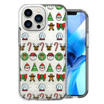 Apple iPhone 14 Pro Classic Christmas Polka Dots Santa Snowman Reindeer Candy Cane Design Double Layer Phone Case Cover