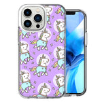Apple iPhone 13 Pro Cute Unicorn Purple Design Double Layer Phone Case Cover