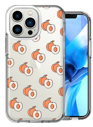 Apple iPhone 13 Pro Polkadot Peaches Design Double Layer Phone Case Cover