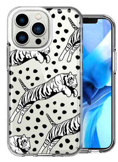 Apple iPhone 13 Pro Tiger Polkadots Design Double Layer Phone Case Cover