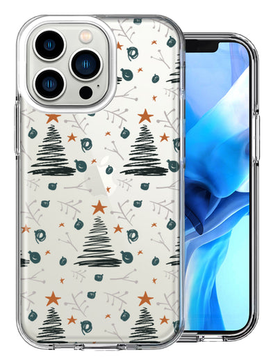 Apple iPhone 13 Pro Christmas Tree Scribbles Design Double Layer Phone Case Cover
