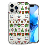 Apple iPhone 13 Pro Max Classic Christmas Polka Dots Santa Snowman Reindeer Candy Cane Design Double Layer Phone Case Cover