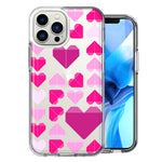 Apple iPhone 13 Pro Max Pink Purple Origami Valentine's Day Polkadot Hearts Design Double Layer Phone Case Cover