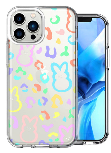 Apple iPhone 13 Pro Max Leopard Easter Bunny Candy Colorful Rainbow Double Layer Phone Case Cover