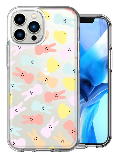 Apple iPhone 13 Pro Max Pastel Easter Polkadots Bunny Chick Candies Double Layer Phone Case Cover