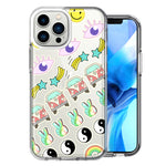 Apple iPhone 13 Pro Max 70's Yin Yang Peace Hippie Stars Design Double Layer Phone Case Cover
