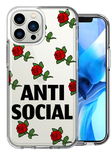 Apple iPhone 13 Pro Max Anti Social Roses Design Double Layer Phone Case Cover