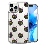 Apple iPhone 14 Pro Black Cats Polkadots Design Double Layer Phone Case Cover