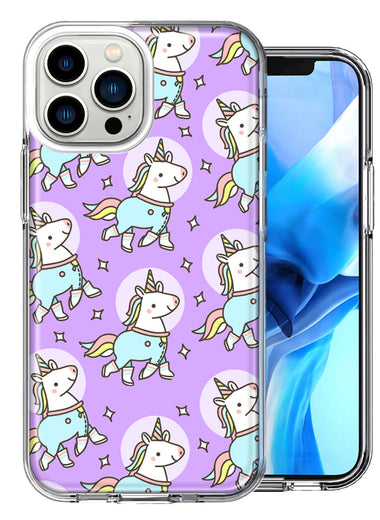 Apple iPhone 13 Pro Max Cute Unicorn Purple Design Double Layer Phone Case Cover