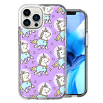 Apple iPhone 13 Pro Max Cute Unicorn Purple Design Double Layer Phone Case Cover