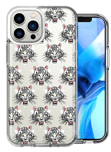 Apple iPhone 13 Pro Max Fierce Tiger Polkadots Design Double Layer Phone Case Cover