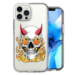 Apple iPhone 13 Pro Max Flaming Devil Skull Design Double Layer Phone Case Cover