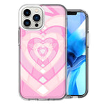 Apple iPhone 14 Pro Pink Gem Hearts Design Double Layer Phone Case Cover