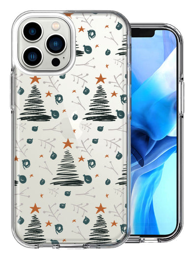 Apple iPhone 13 Pro Max Christmas Tree Scribbles Design Double Layer Phone Case Cover