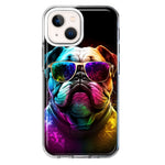 Apple iPhone 13 Mini Neon Rainbow Glow Bulldog Hybrid Protective Phone Case Cover