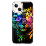 Apple iPhone 13 Mini Neon Rainbow Swag Tiger Hybrid Protective Phone Case Cover