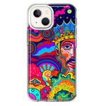 Apple iPhone 13 Mini Neon Rainbow Psychedelic Indie Hippie Indie King Hybrid Protective Phone Case Cover