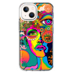 Apple iPhone 13 Neon Rainbow Psychedelic Hippie One Eye Pop Art Hybrid Protective Phone Case Cover