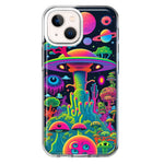 Apple iPhone 13 Neon Rainbow Psychedelic UFO Alien Planet Hybrid Protective Phone Case Cover