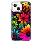 Apple iPhone 13 Neon Rainbow Glow Colorful Abstract Flowers Floral Hybrid Protective Phone Case Cover
