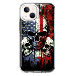 Apple iPhone 13 American USA Flag Skulls Blue Red Double Layer Phone Case Cover