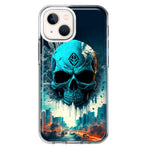 Apple iPhone 13 Mini Blue Apocalypse Cyberpunk Skull Feather Double Layer Phone Case Cover
