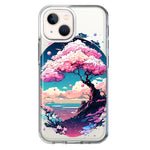 Apple iPhone 13 Kawaii Manga Pink Cherry Blossom Japanese Sky Floral Ocean Hybrid Protective Phone Case Cover