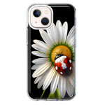 Apple iPhone 13 Mini Cute White Daisy Red Ladybug Double Layer Phone Case Cover