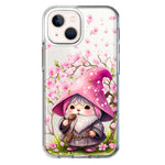 Apple iPhone 13 Mini Cute Pink Cherry Blossom Gnome Spring Floral Flowers Double Layer Phone Case Cover