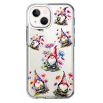 Apple iPhone 13 Mini Cute Pink Purple Cosmos Flowers Gnomes Spring Floral Double Layer Phone Case Cover