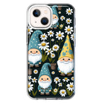 Apple iPhone 13 Cute White Daisies Gnomes Flowers Floral Double Layer Phone Case Cover