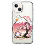 Apple iPhone 13 Kawaii Manga Pink Cherry Blossom Fuji Mountain Mochi Girl Hybrid Protective Phone Case Cover