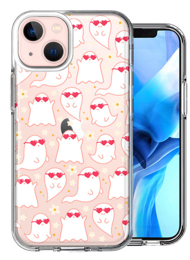 Apple iPhone 15 Plus Floating Heart Glasses Love Ghosts Vaneltines Day Cutie Daisy Double Layer Phone Case Cover