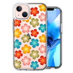 Apple iPhone 15 Plus Groovy Gradient Retro Color Flowers Double Layer Phone Case Cover