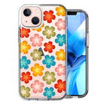 Apple iPhone 13 Mini Groovy Gradient Retro Color Flowers Double Layer Phone Case Cover