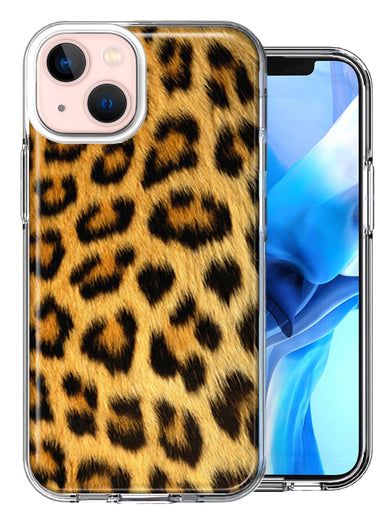 Apple iPhone 14 Plus Classic Leopard Double Layer Phone Case Cover