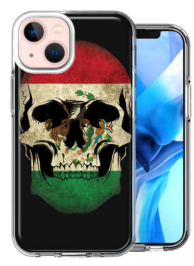 Apple iPhone 14 Plus Mexico Flag Skull Double Layer Phone Case Cover