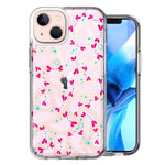 Apple iPhone 13 Mini Pink Happy Swimming Axolotls Polka Dots Double Layer Phone Case Cover