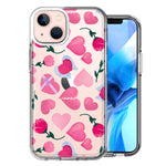 Apple iPhone 15 Plus Pretty Valentines Day Hearts Chocolate Candy Angel Flowers Double Layer Phone Case Cover