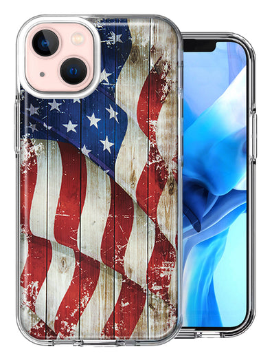 Apple iPhone 13 Vintage USA Flag Double Layer Phone Case Cover