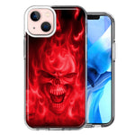 Apple iPhone 13 Red Flaming Skull Double Layer Phone Case Cover