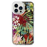 Apple iPhone 13 Pro Leopard Tropical Flowers Vacation Dreams Hibiscus Floral Hybrid Protective Phone Case Cover